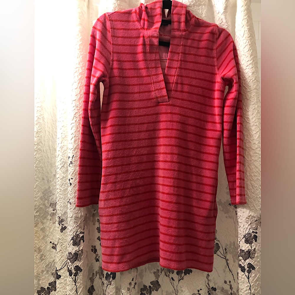 Terry Cover Up, Pink with Red Stripes
